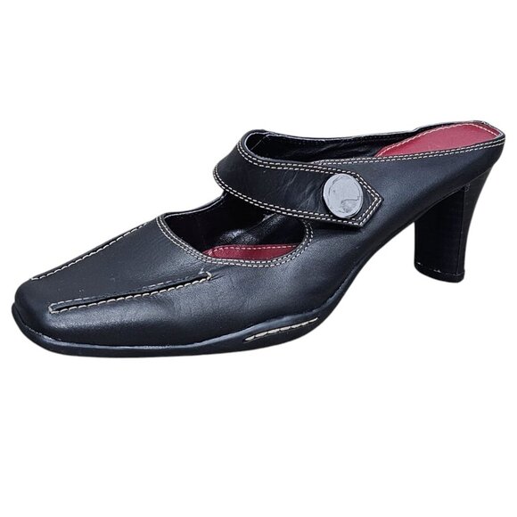 Aerosoles Sugar Snap Womens Mules Slip On Leather Black Heel Mary Jane Shoes - Picture 1 of 10